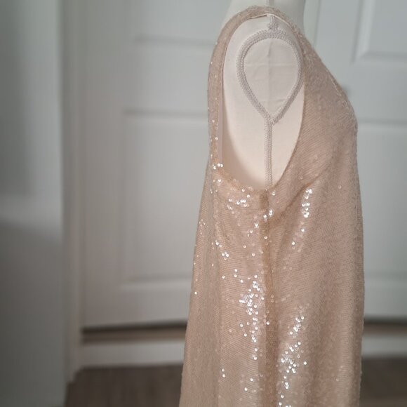 A new day Women's Gold Sequins Lined V Neck Mini A-Lined Dress Large New w/o tag - Picture 5 of 9